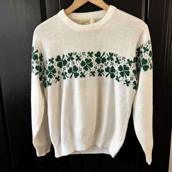 Vintage Shamrock Sweater Women's Size Small What's Next Crewneck Irish Ireland - Picture 1 of 8
